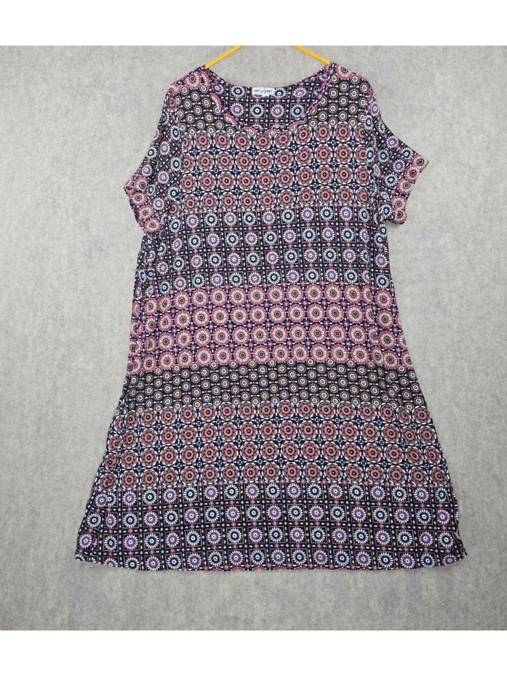 Artisan NY Womens A-Line Dress Boho Geometric Print Multi-Color Size 3X